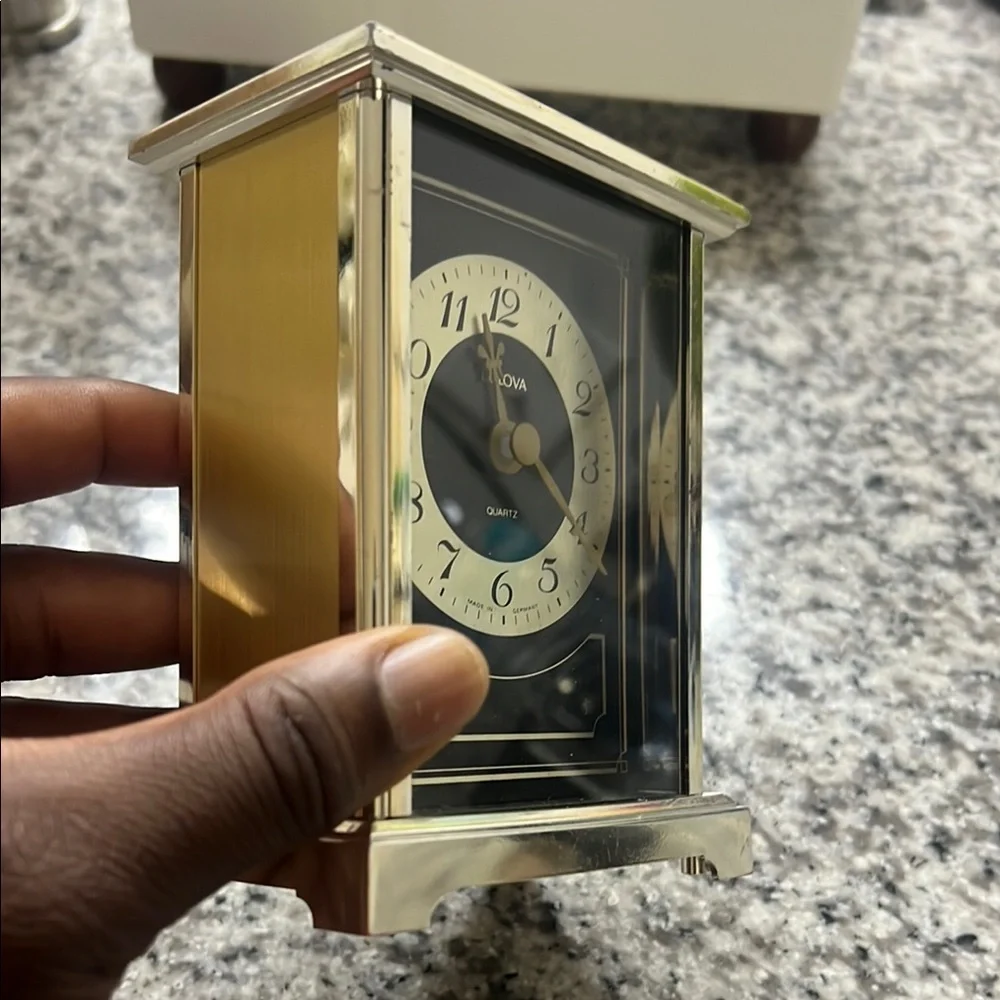 Bulova Quartz Silver and Black Table Clock